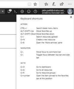 Azure Keyboard Shortcuts