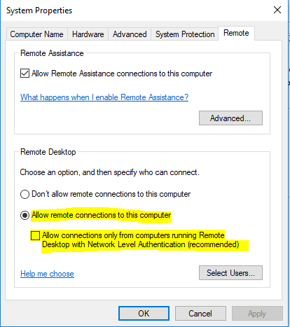 Allow Remote Connection